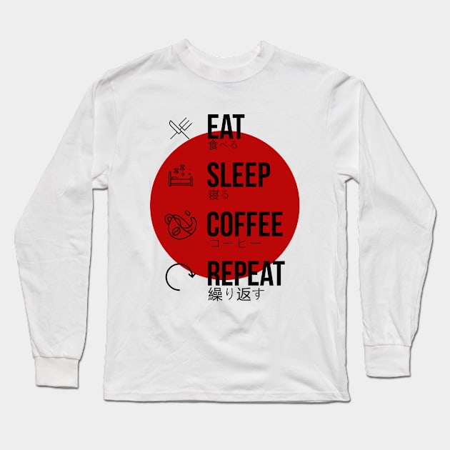 eat sleep coffee repeat Long Sleeve T-Shirt by ElRyan